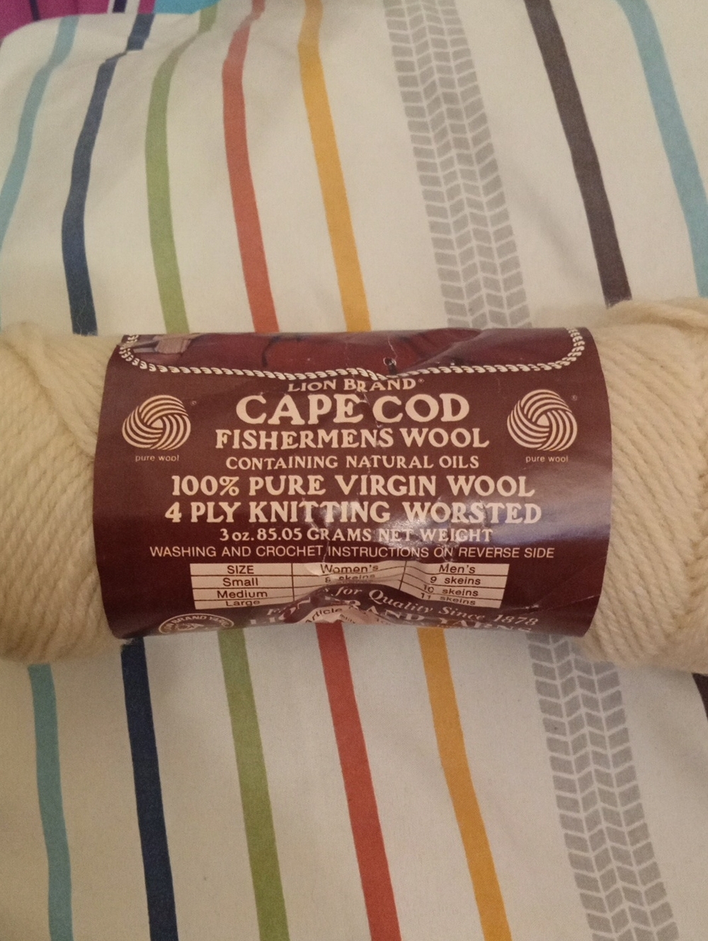 One Skein Of Vintage Cape Cod Fishermen's Wool